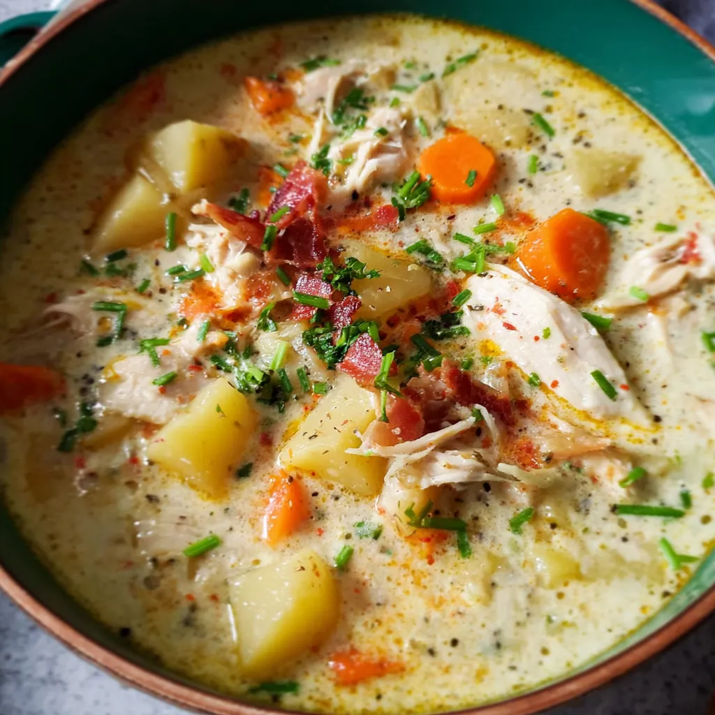 Hearty Homestyle Chicken and Potato Soup with Fresh Herbs
